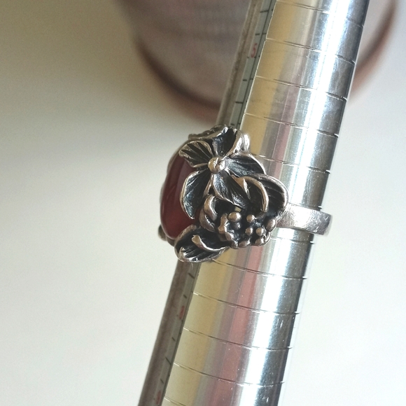 925 Sterling Silver Red Jasper Gemstone Ring Size 7 - Picture 7 of 10